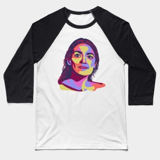 Alexandria Ocasio-Cortez Pop Art Portrait Baseball T-Shirt